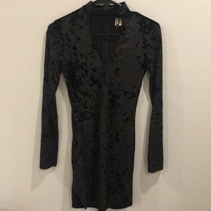 Black velvet mini dress
